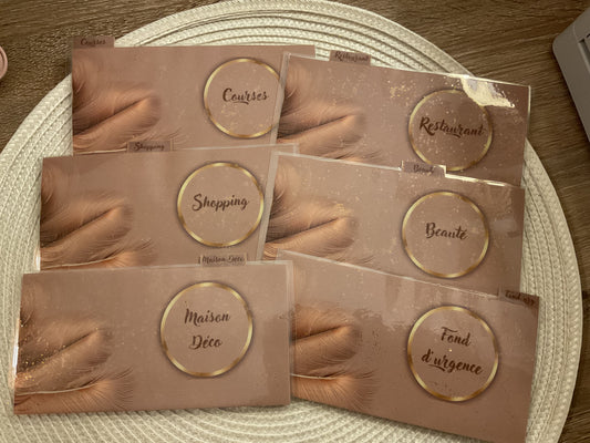 Lot de 6 enveloppes budget portefeuille pailletées