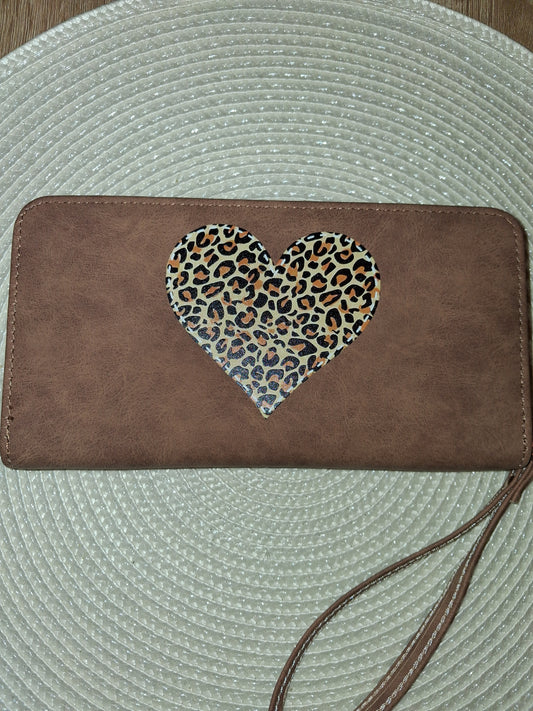 Portefeuille cœur léopard