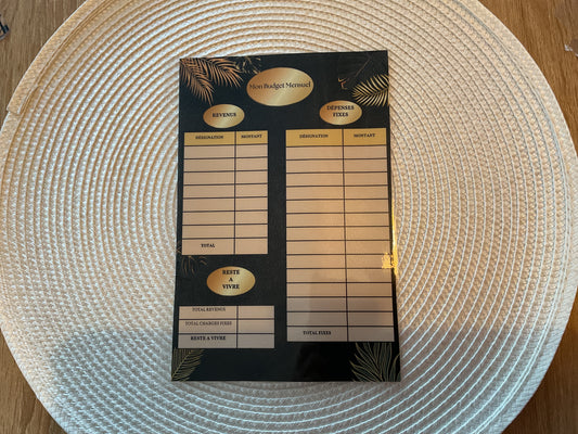 Fiche « mon budget mensuel »format A5