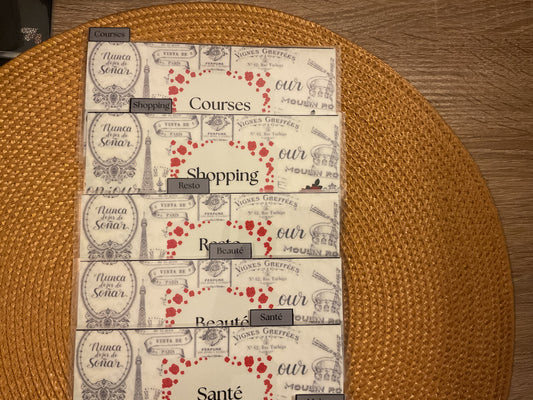 Lot de 6 enveloppes budget portefeuille