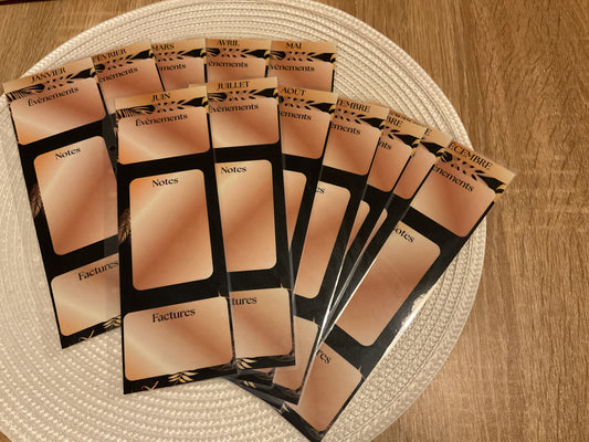 12 intercalaires « Mois » pour budget Planner format A5