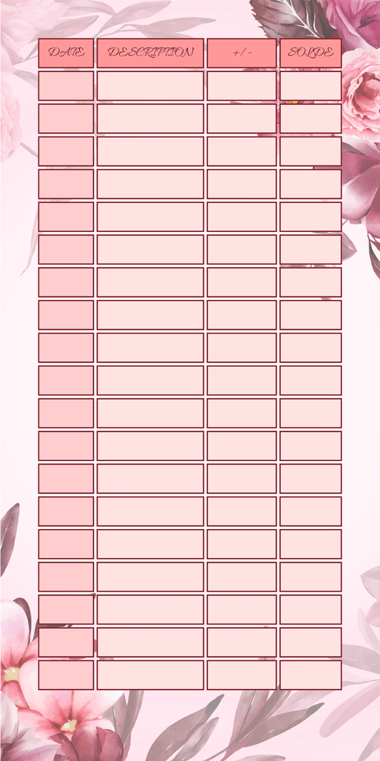 Cœur roses- Page de garde avec fiche de suivi